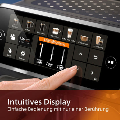 Philips Serie 5400 Kaffeevollautomat – LatteGo Milchsystem,12 Kaffeespezialitäten,Intuitives Display,4 Benutzerprofile,Chrom (EP5447/90)
